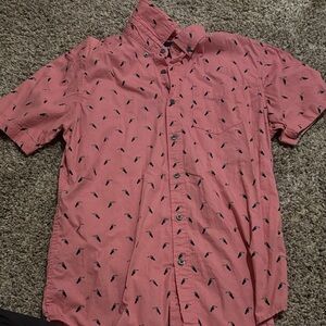 Carbon Pink toucan Patterned Casual Button Down Shirt